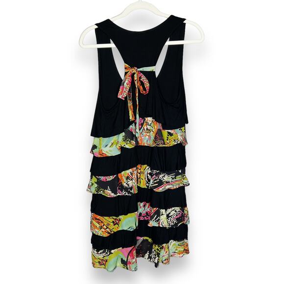 Isle Apparel | Black And Floral Tiered Dress Size Medium - Picture 2 of 5